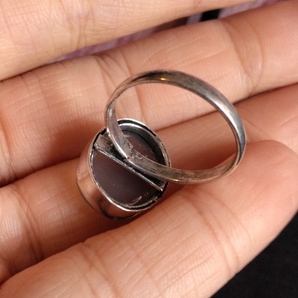 Gray Chalcedony Silver Plated Gemstone Ring - image 5